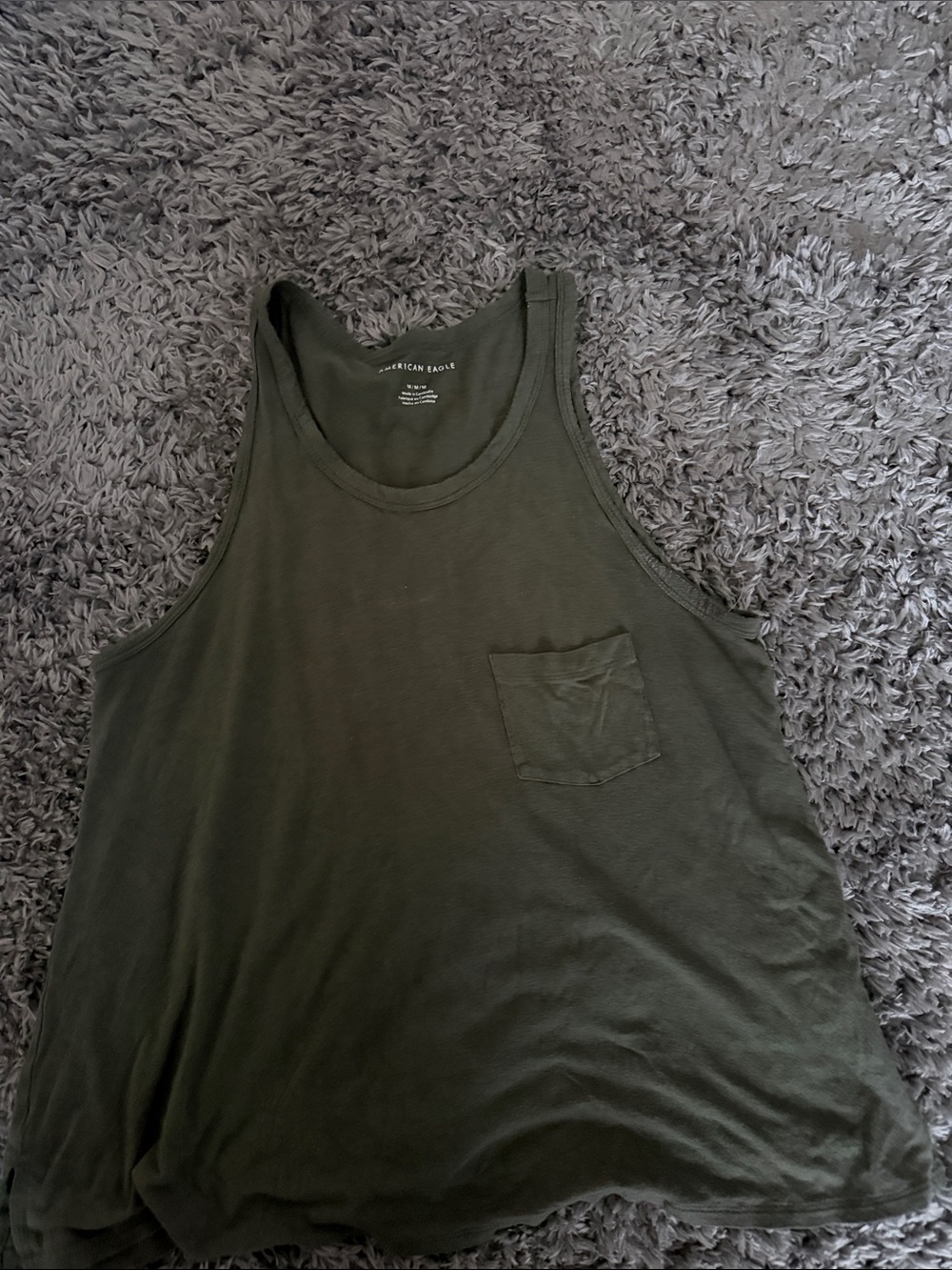 American Eagle Outfitters Olive Green Scoop Neck Tank with Chest Pocket